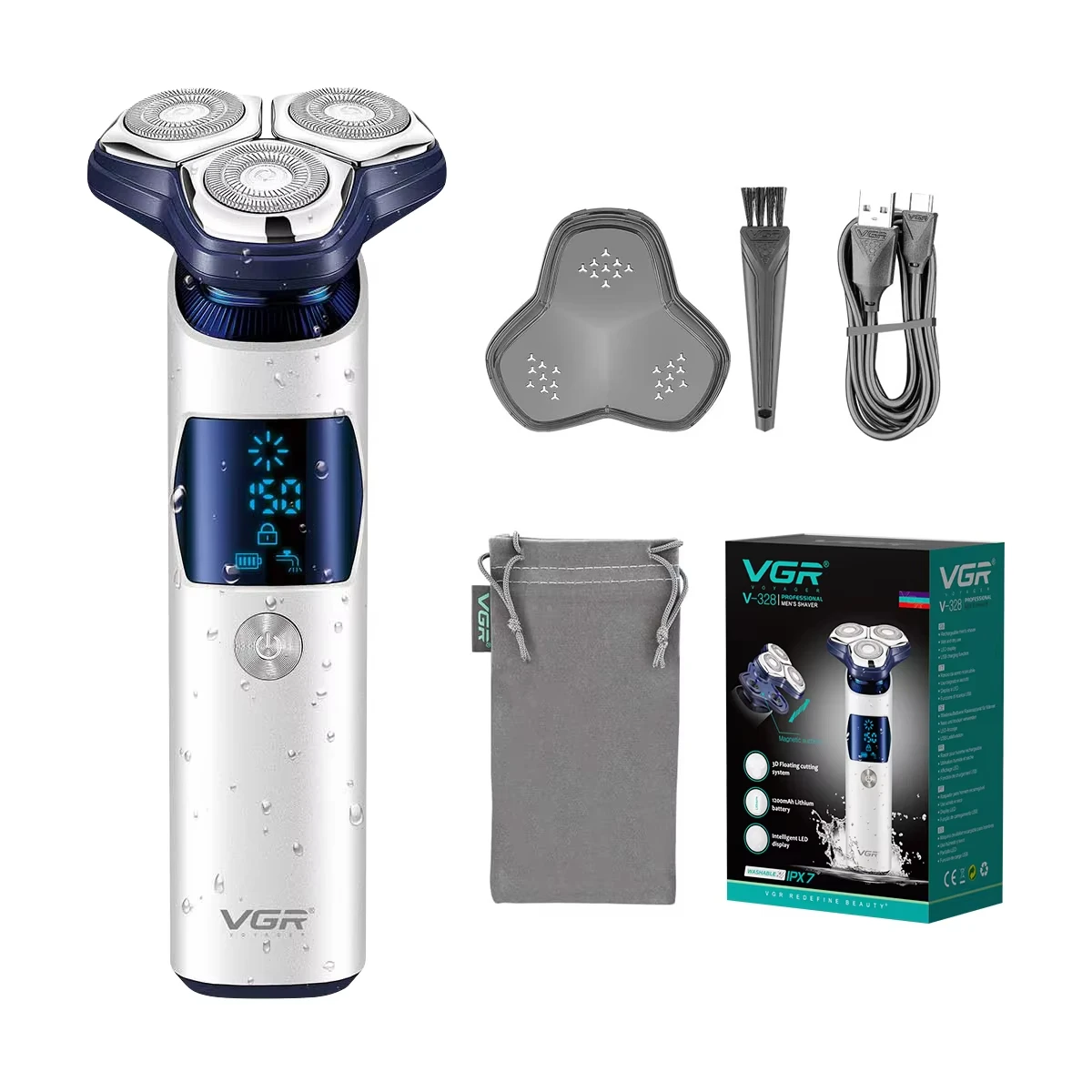 

Men's Electric Shaver - Removable Magnetic 3D Electric Shaver with Multi-Purpose Professional Haircutting Kit