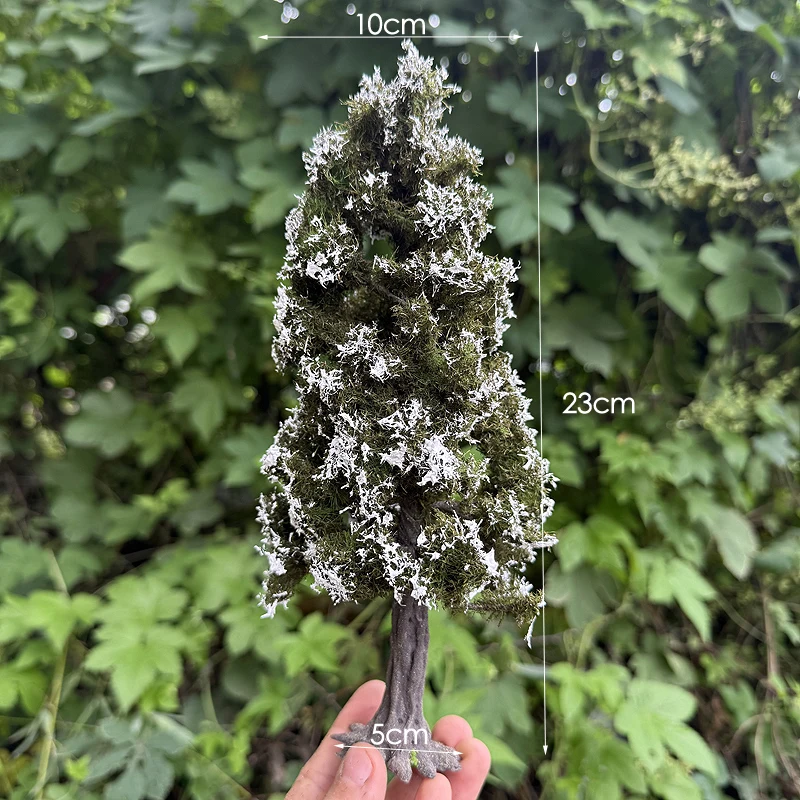 New wire cedar tree model with base 10/15/23cm sandtable model winter landscape Model dark pine tree scale train railroad layout