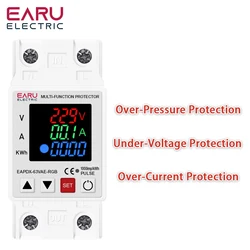 DINレール保護装置,過電圧および低電圧で調整可能,保護リレー,63a,220v,230v,kwh