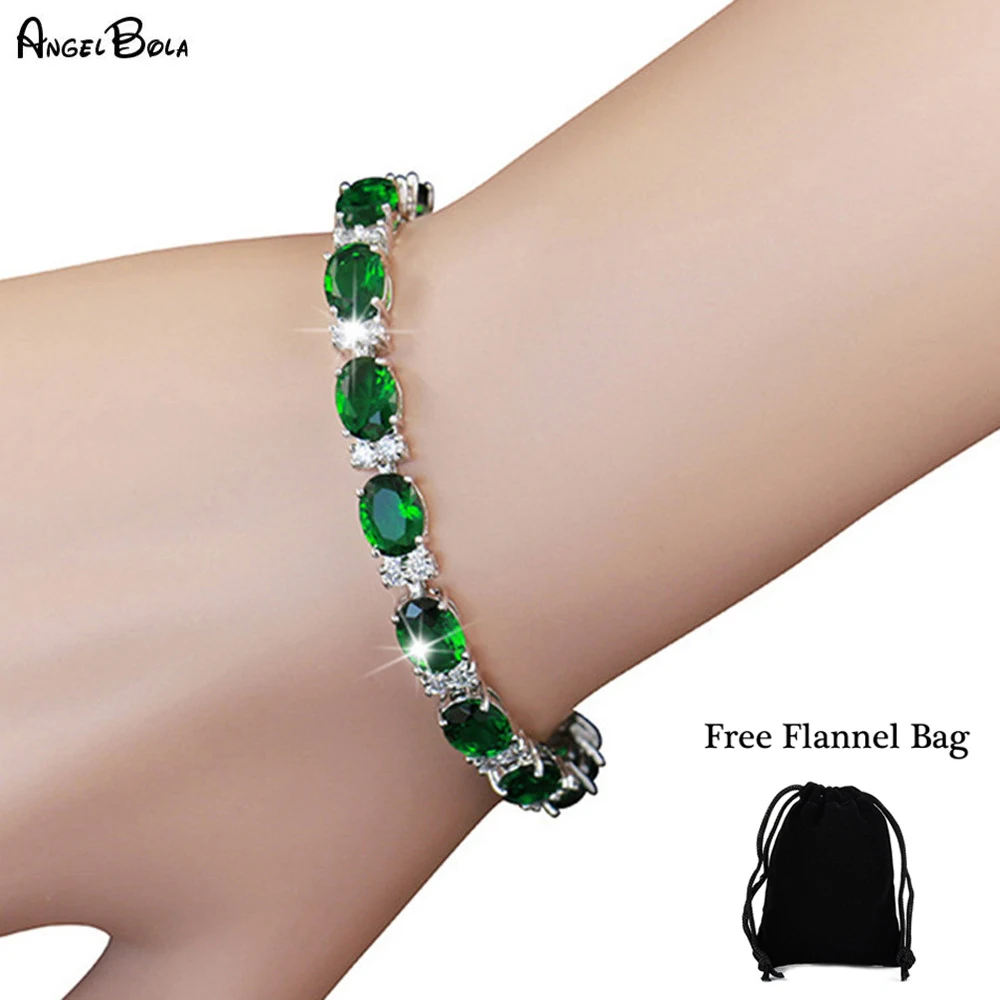 New Designer Emerald Gemstone Bracelet for Women Fashion 925 Silver Bracelet Charm Wedding Jewelry Wholesale