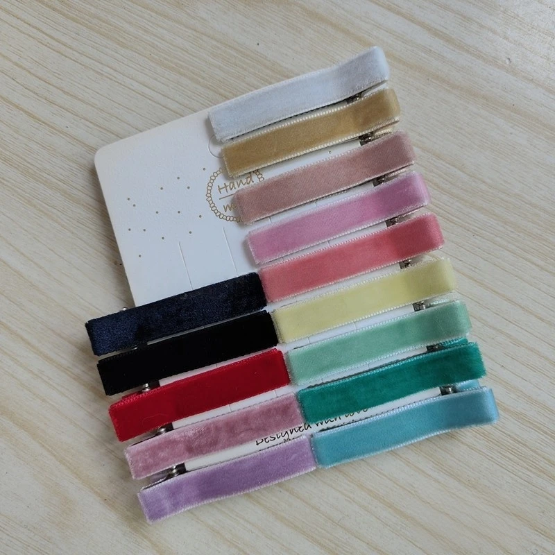 

100 PCS/Lot, 35MM/50MM Pinch Hair Clip Partially Velvet Ribbon Lined Alligator Clips For DIY Hair Accessories