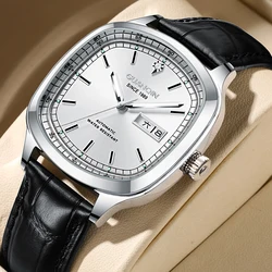 GUANQIN-Montre mécanique automatique pour homme, saphir, miroir, cuir, sport, étanche, 2024