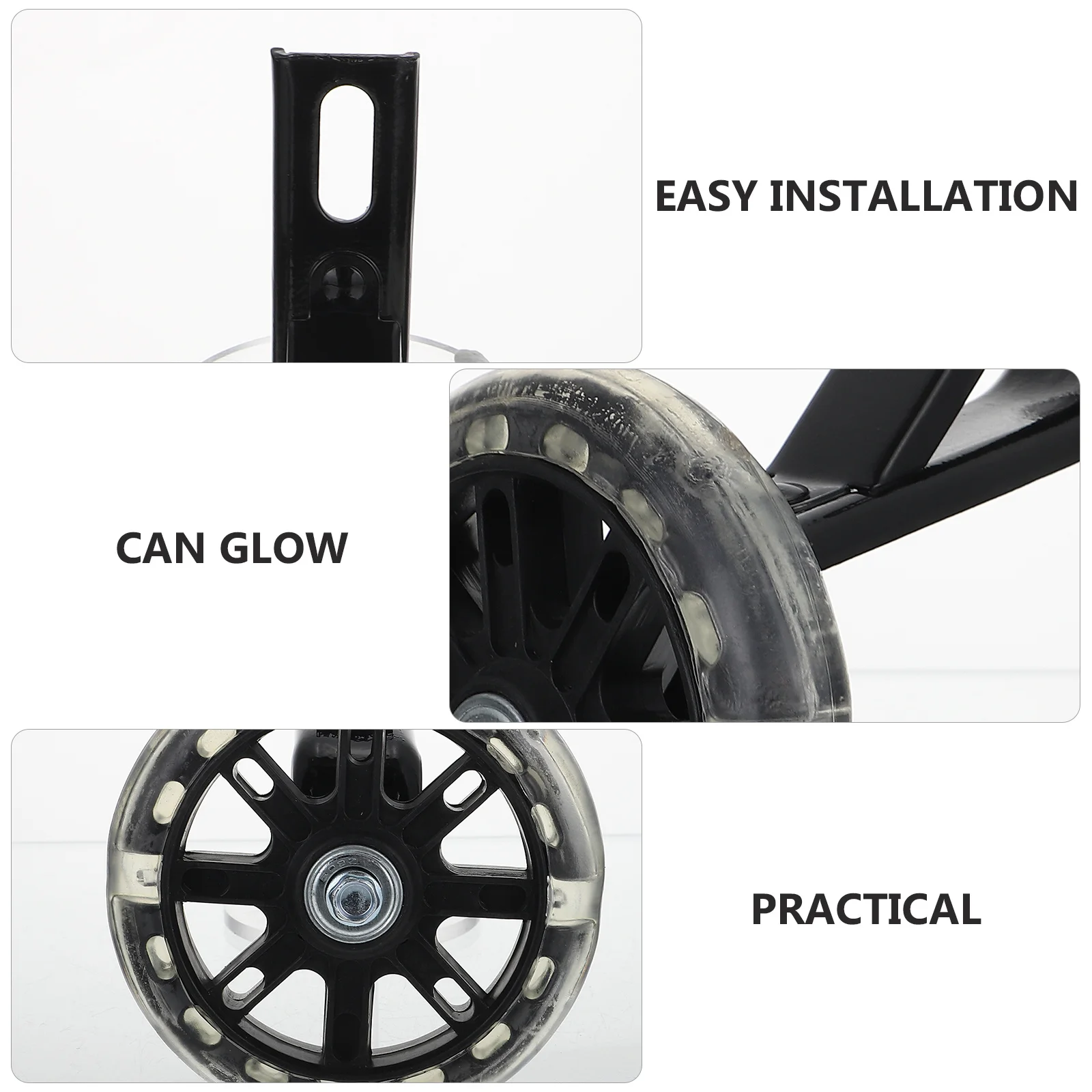

1 Pair Bike Training Wheels Adjustable Stabilizer Auxiliary Wheels Slip-Proof Noise-Free Glow Mount For Bicycle