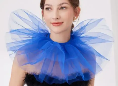 

Clown Ruffle Collar Multilayer Mesh Lightweight Fake Shirt Collar Womens Detachable Costume Props for Stage Cosplay Party