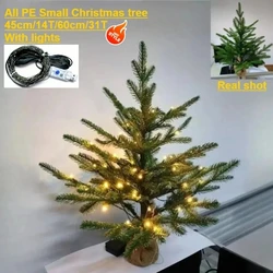 Small Christmas Tree 100% PE Material with LED Lights Desktop Christmas Tree 45cm/60cm Christmas Party Atmosphere Decorations
