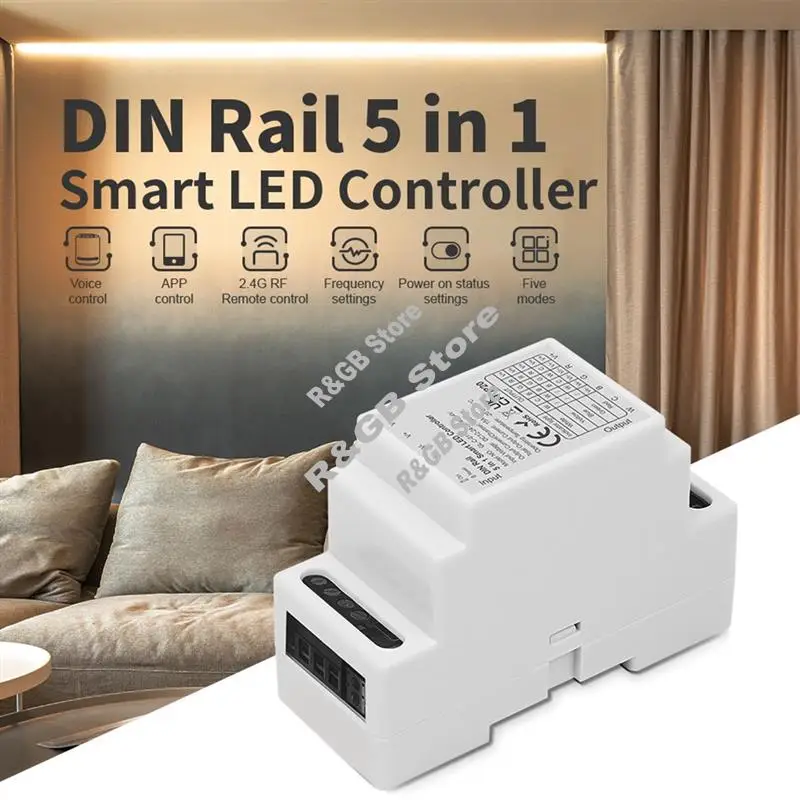 

5-In-1 Guide Light Bar Controller RGB RGBW CCT 2.4G Light Strip Dimmer Zigbee3.0-AT48