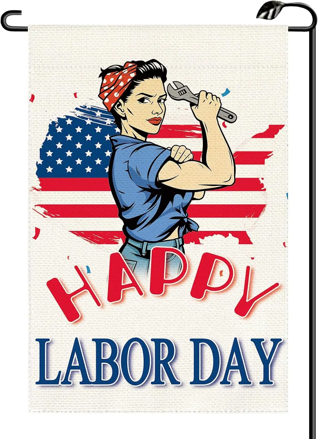 Happy Labor Day Garden Flag 12x18 Inch Vertical Double Sided Woman Working Celebrate Patriotic Small Flags Farmhouse Outside kkz