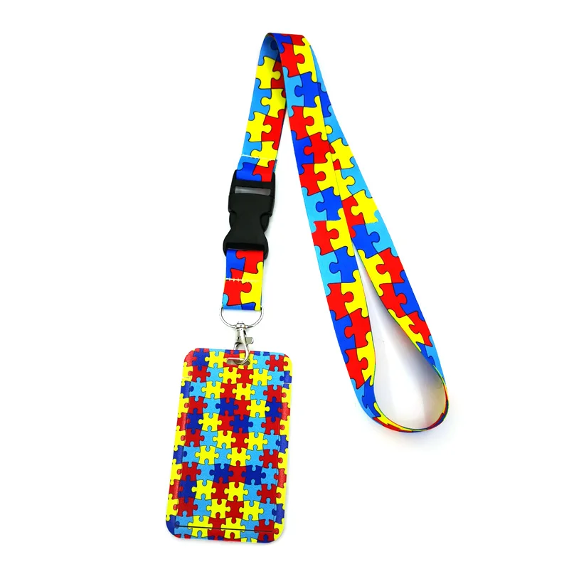 Autism Pattern Key lanyard Car Key Chain ID Card Pass Gym Mobile Phone Badge Kids Key Ring Holder Jewelry Decorations