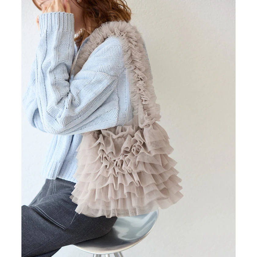 

Romantic Pleated Multi-Layer Organza Lace Shoulder Handbag Casual Simple Style Women's Bag Open Closure Fashion Trend