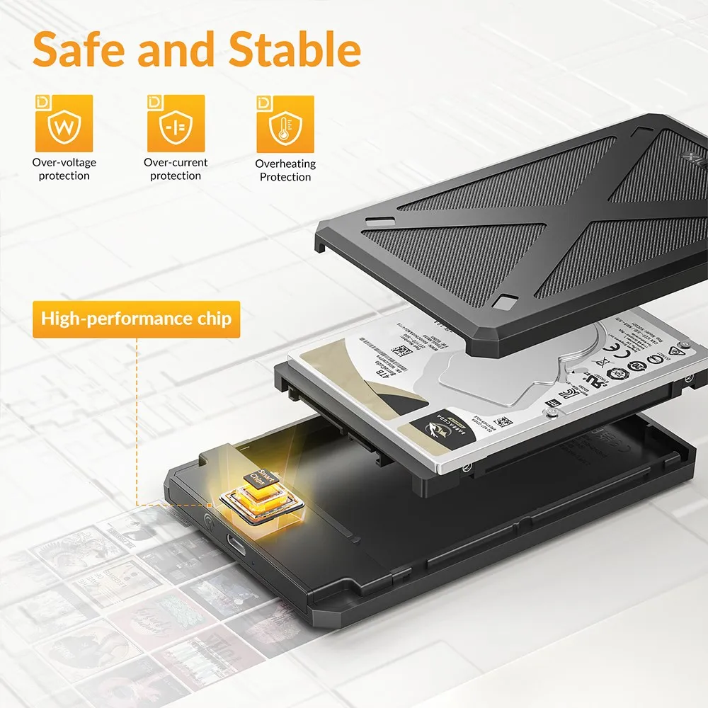 

iDsonix 2.5 inch SATA HDD Enclosure USB 3.1 Type C External Hard Drive Case 6Gbps SATA SSD Disk Storage Case for 7-9mm SSD HDD