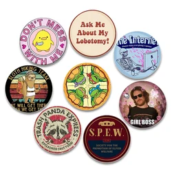 32/44/58mm Funny Sloth Death Pins Creative Text Badge Handmade Tinplate Brooches Breastpin for Backpack Clothes Gift Accessory