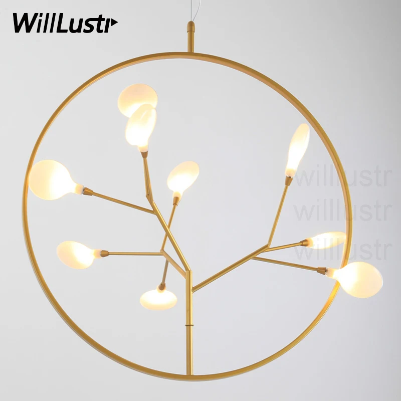 Sakura Flower Pendant Lamp LED Snowflake Suspension Light Cubism Dining Room Restaurant Firefly Hanging Ceiling Chandelier