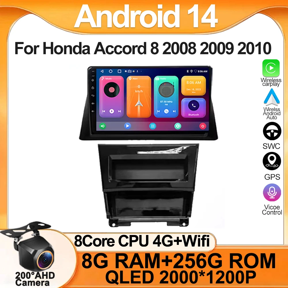 

For Honda Accord 8 2008 2009 2010 Android 14 Car Multimedia Player Navigation Head Unit GPS Autoradio Audio carplay Android auto