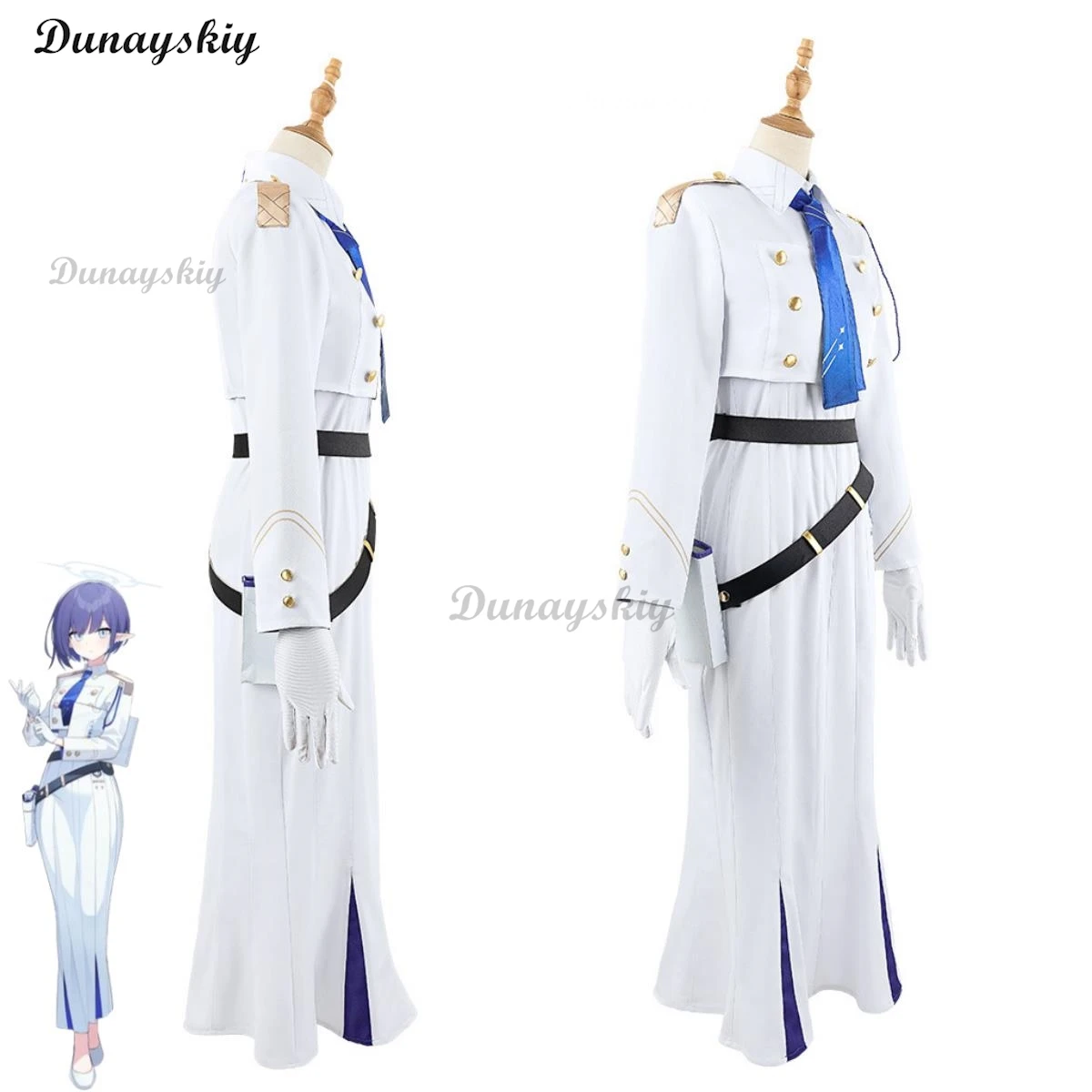 Gioco Blue Archive Oki Aoi Costume Cosplay Hip Wrap Dress gonna bianca parrucca uniforme donna adulta Sexy Carnival Halloween Suit