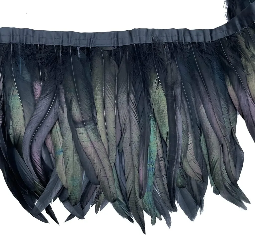 

2 Meter Colorful Rooster Tail Feather Trim Ribbon on Tape for DIY Crafts Trimmings Sewing Carnival Decoration Plumas Decorativas