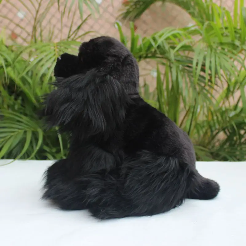 Brinquedo de pelúcia para cachorro preto, simulação de pelúcia de alta qualidade, agachamento, caça, boneca de cachorro, aniversário infantil, presente de natal, cerca de 27cm