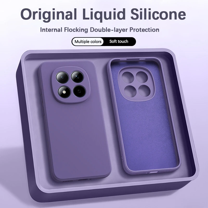 Étui de téléphone original de luxe pour Redmi Note 15 Pro Plus Pro+ 15R Note15 15Pro 4G 5G, coque en silicone liquide carrée souple pour couple, Funda