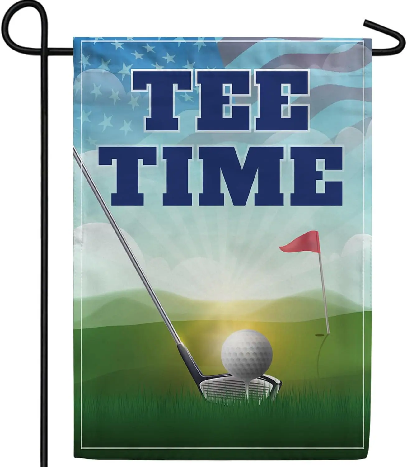 America Forever Tee Time Garden Flag 12.5 x 18 inches Summer Patriotic Golf Club Outing Double Sided Seasonal Yard Outdoor Decor