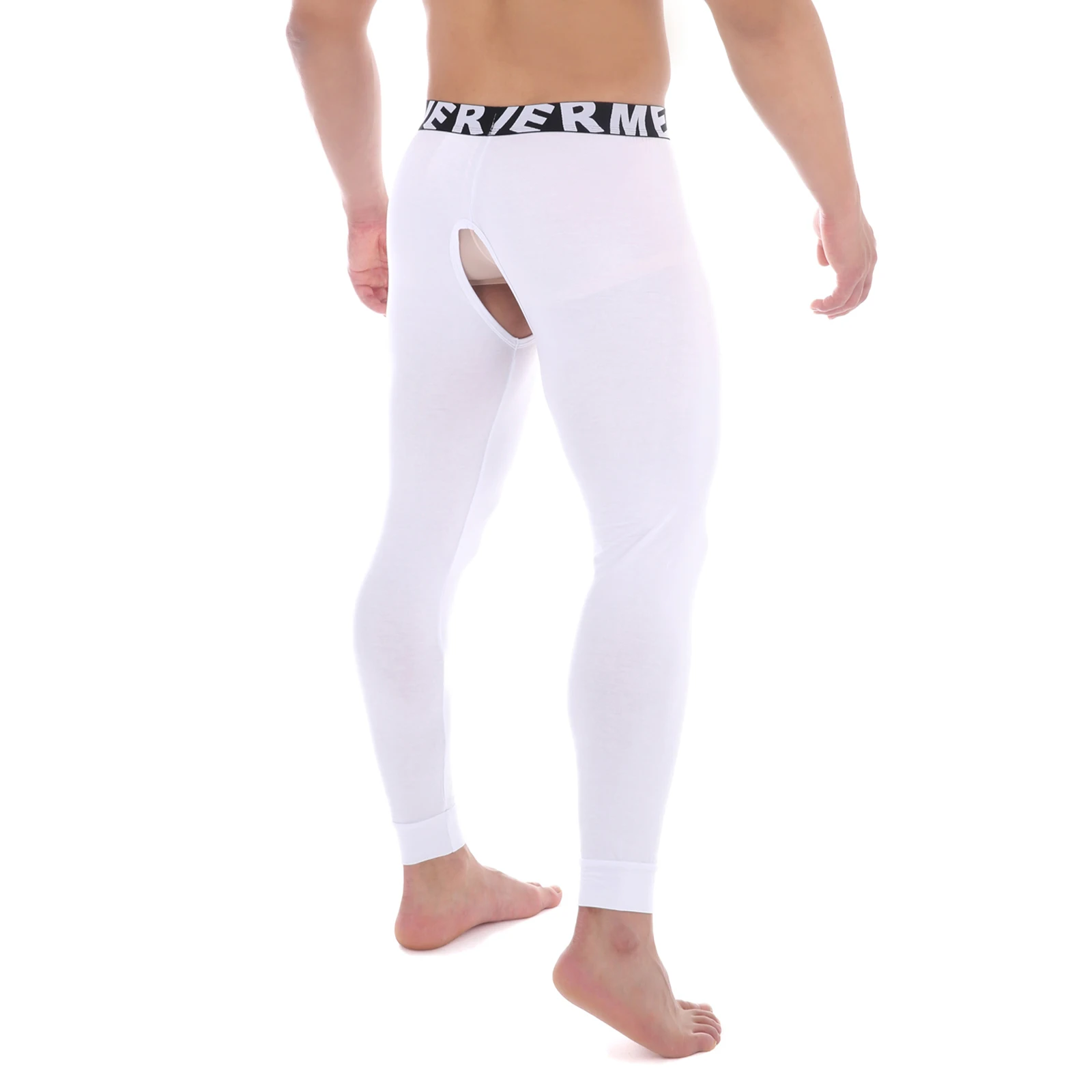 2Pcs Men's Winter Thermal Leggings Low Rise Elastic Wide Waistband Modal Compression Workout Pants Breathable Gyms Trousers