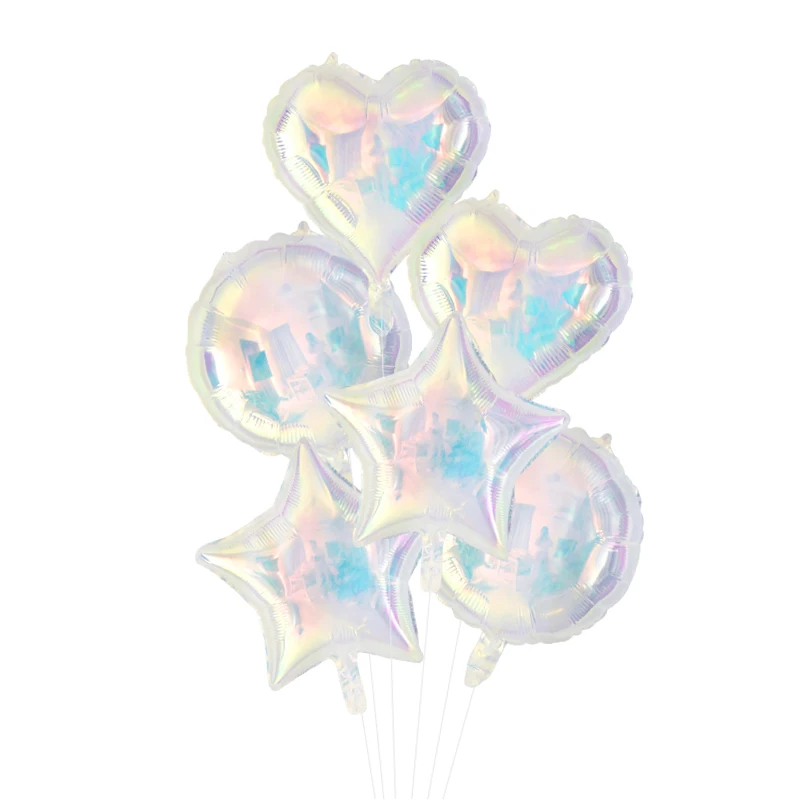 3/12pcs Laser Transparent Foil Balloon Star Heart Helium Air Globos For Kids Birthday Party Baby Shower Christmas Decoration