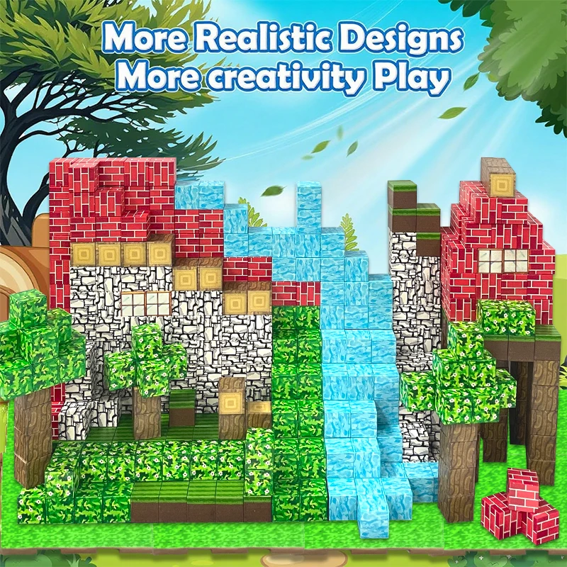 مجموعة مكعبات البناء المغناطيسية لمدة 3 سنوات فما فوق لعبة تجميع الأطفال ذاتية الصنع ألعاب بناء الطاولة مع لوحة قاعدة