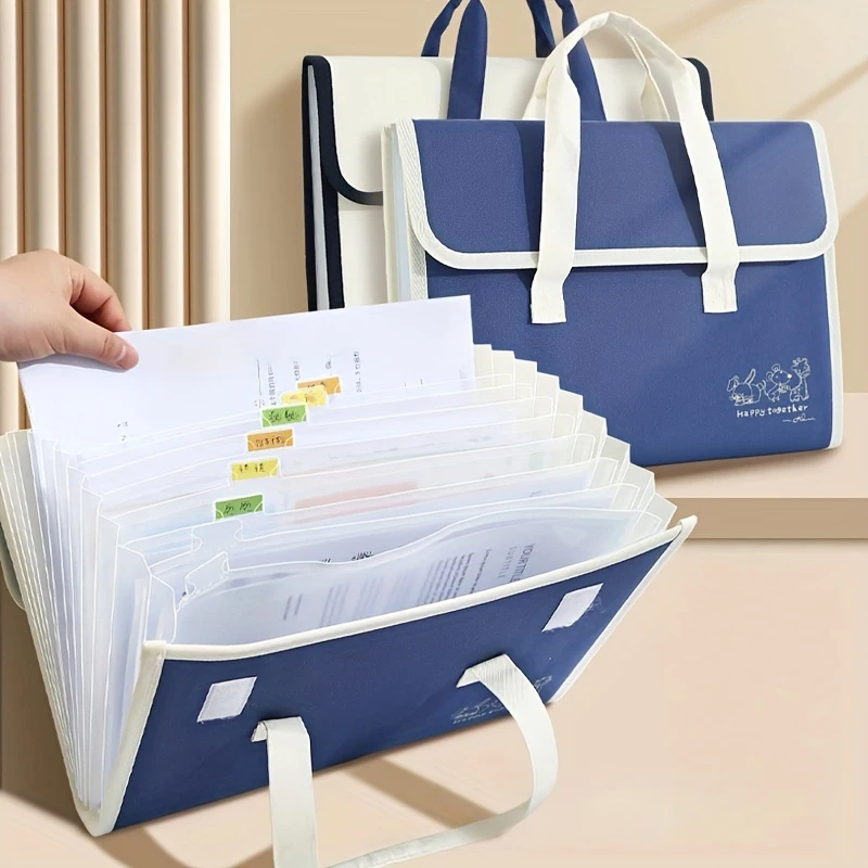 

1pc portable 13-layer folder, accordion bag, file bag, storage bag, A4 clip storage bag, suitable for school, home and office