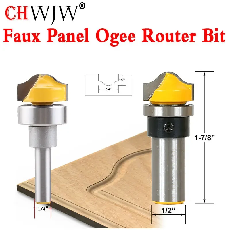 

1pcs 1/4" 8mm 1/2'' Shank Faux Panel Ogee Router Bit - C3 Carbide Tipped Woodworking cutter Tenon Cutter for Woodworking Tools