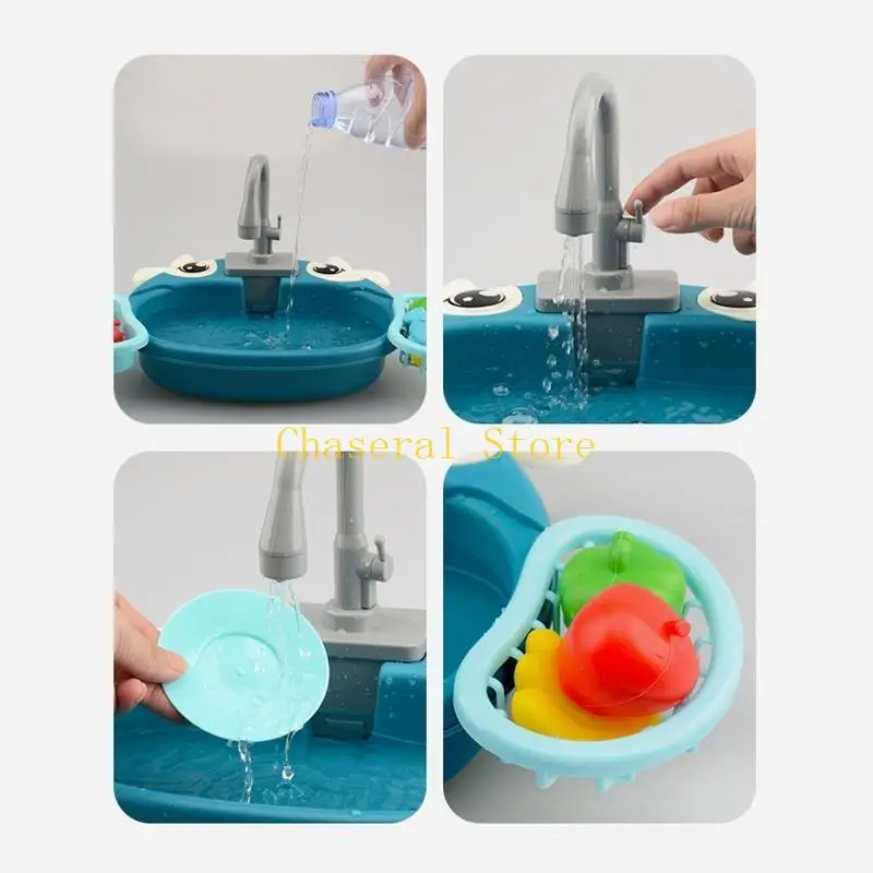 E7CE Kids Lavagem louça elétrica tocando brinquedo Finque acessórios lavagem cozinha cozinha