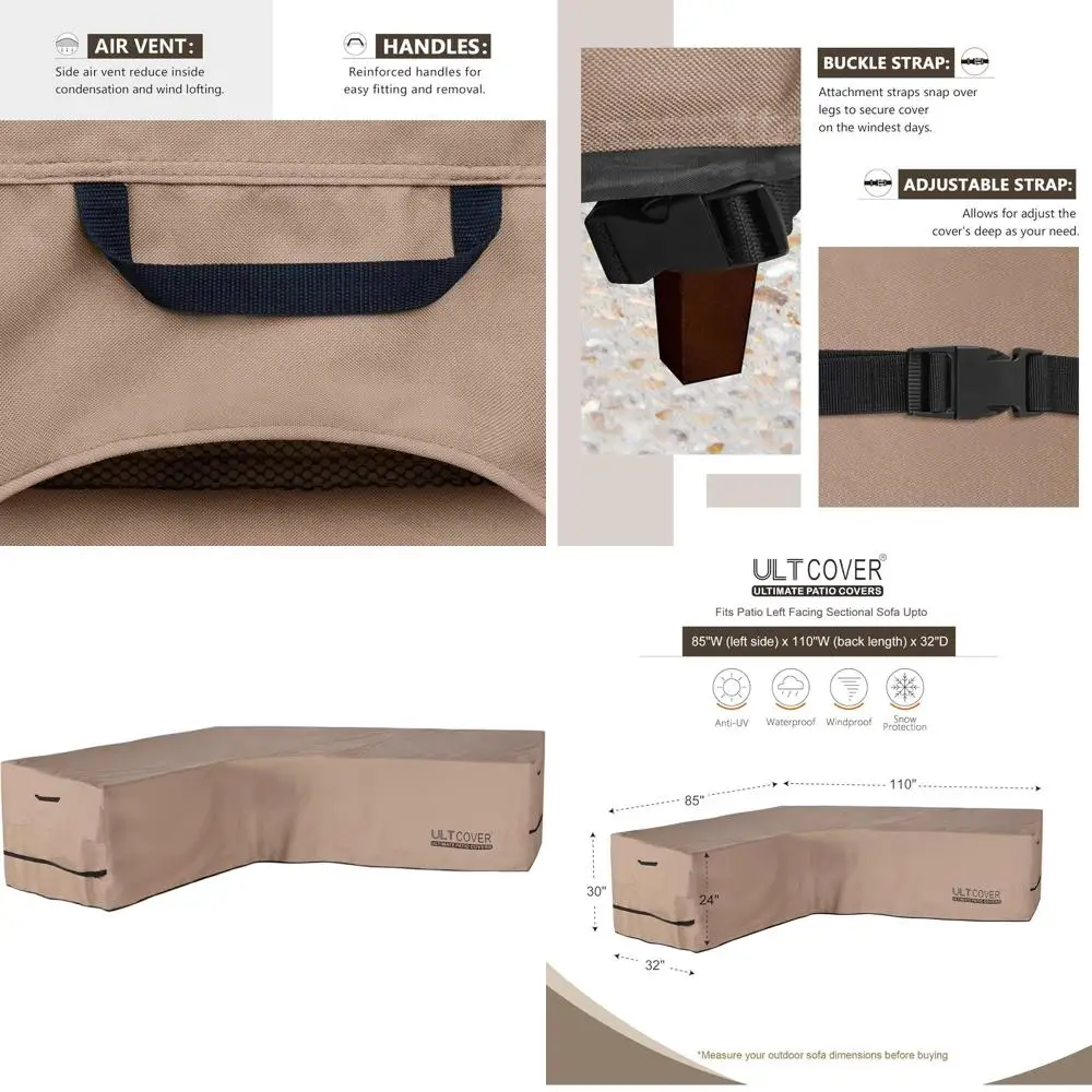 

Водонепроницаемый чехол для L-образного уличного секционного дивана на 6 человек, 85Ш x 110Д