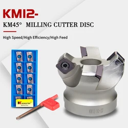 KM12 KM12-50-22-4T for SEKT1204 Carbide Insert Clamped Fast Feeding Alloy End Mill Milling Machining Slab Face Milling Cutter