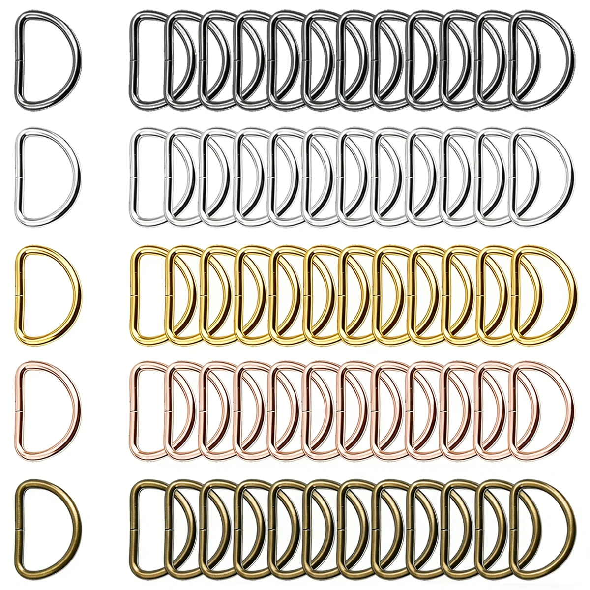 40/80/120Pcs D-ring Buckle Stainless Steel Semi-Circular D-ring Adjustable for Hardware Bag Belt Process DIY Accessories Gifts