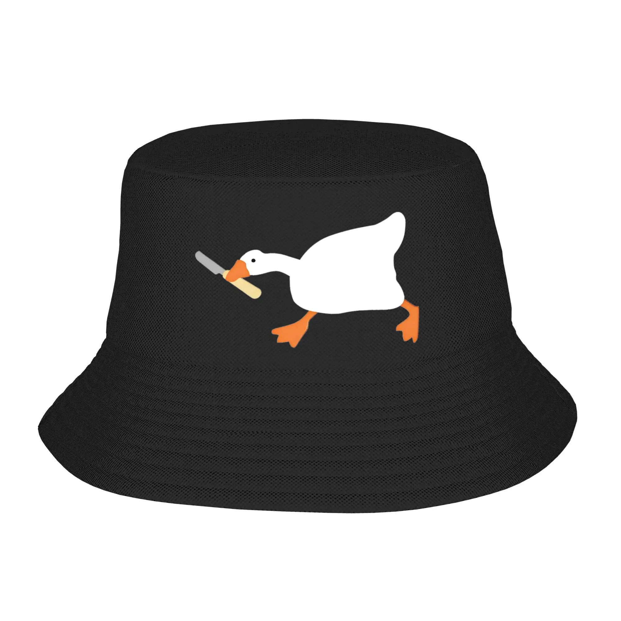Duck Goose Accessories Bucket Hat Style Men Women Sun Hat Biting Knife White Goose Bob Packable Fishing Fisherman Cap Camping