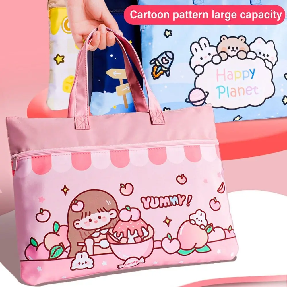 Large-capacity Tote Bag Multifunction Canvas Waterproof School Bag Portable Double-Layer A4 File Bag Students Gift