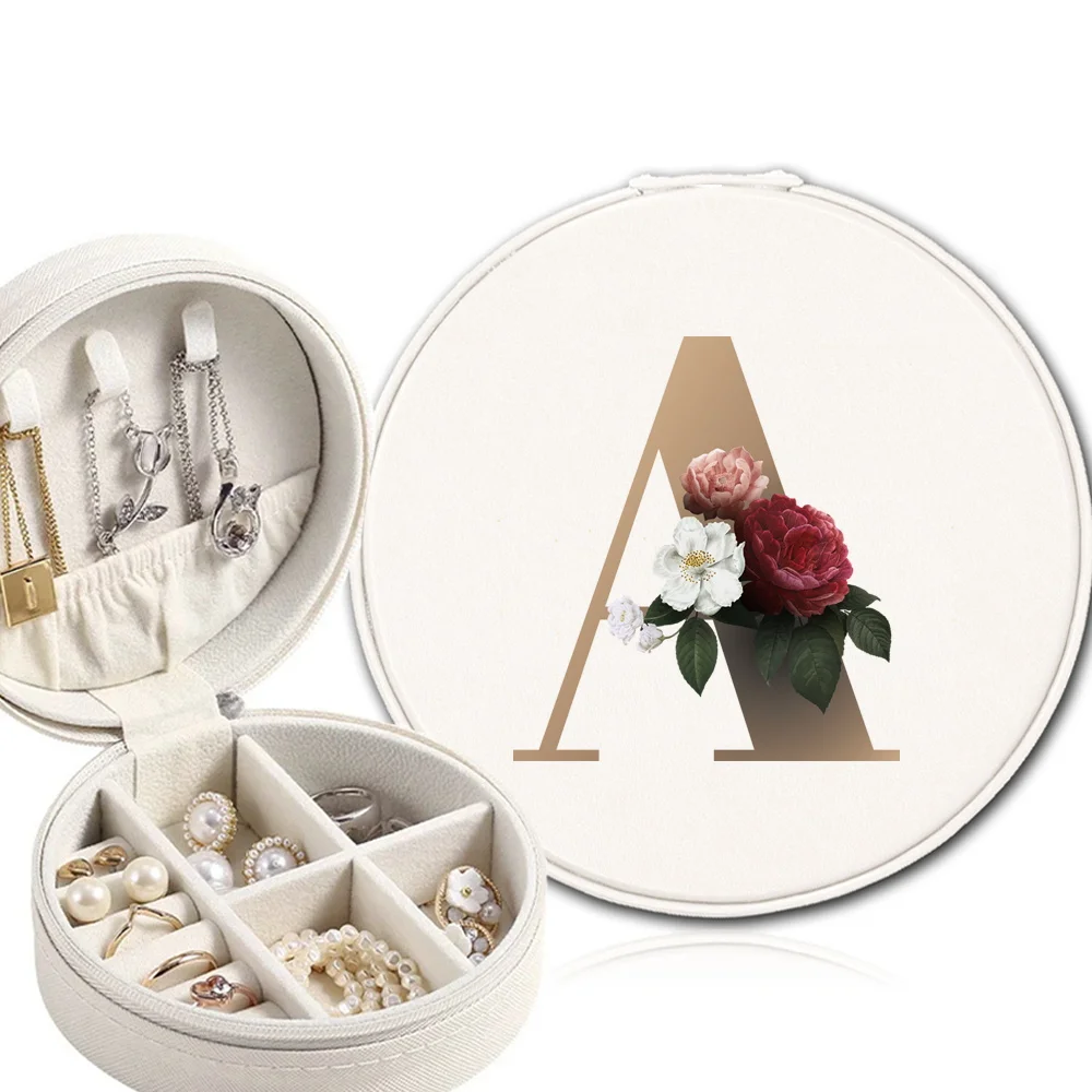 حافظة مجوهرات مستديرة محمولة من البولي يوريثان صندوق تخزين مجوهرات منظم كبير ضروري للسفر صندوق تخزين مجوهرات مقاوم للغبار