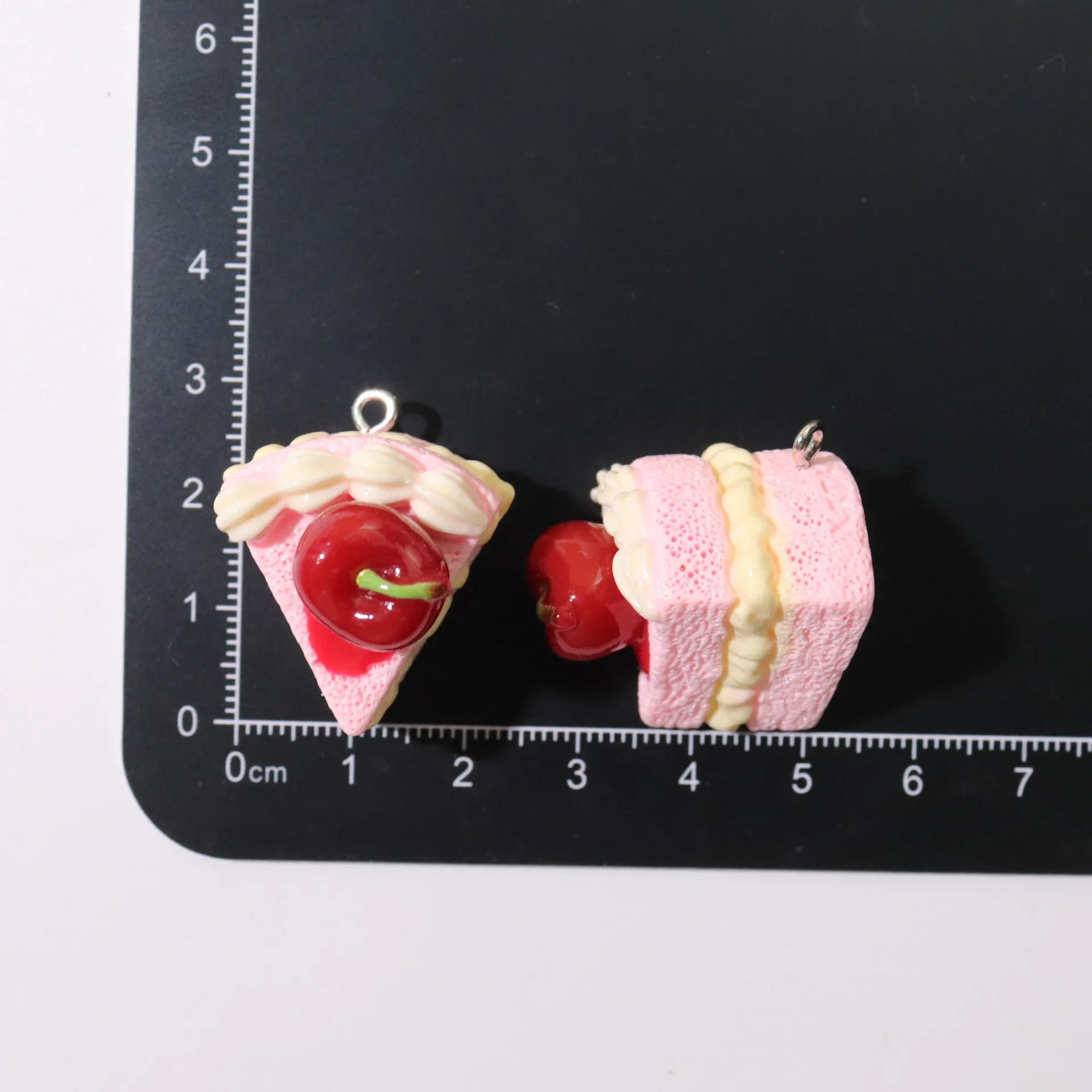20Pcs Cute Triangle Cherry Cake Charms Resin DIY Accessories For Keychain Earphone Phone Chain Jewelry Making