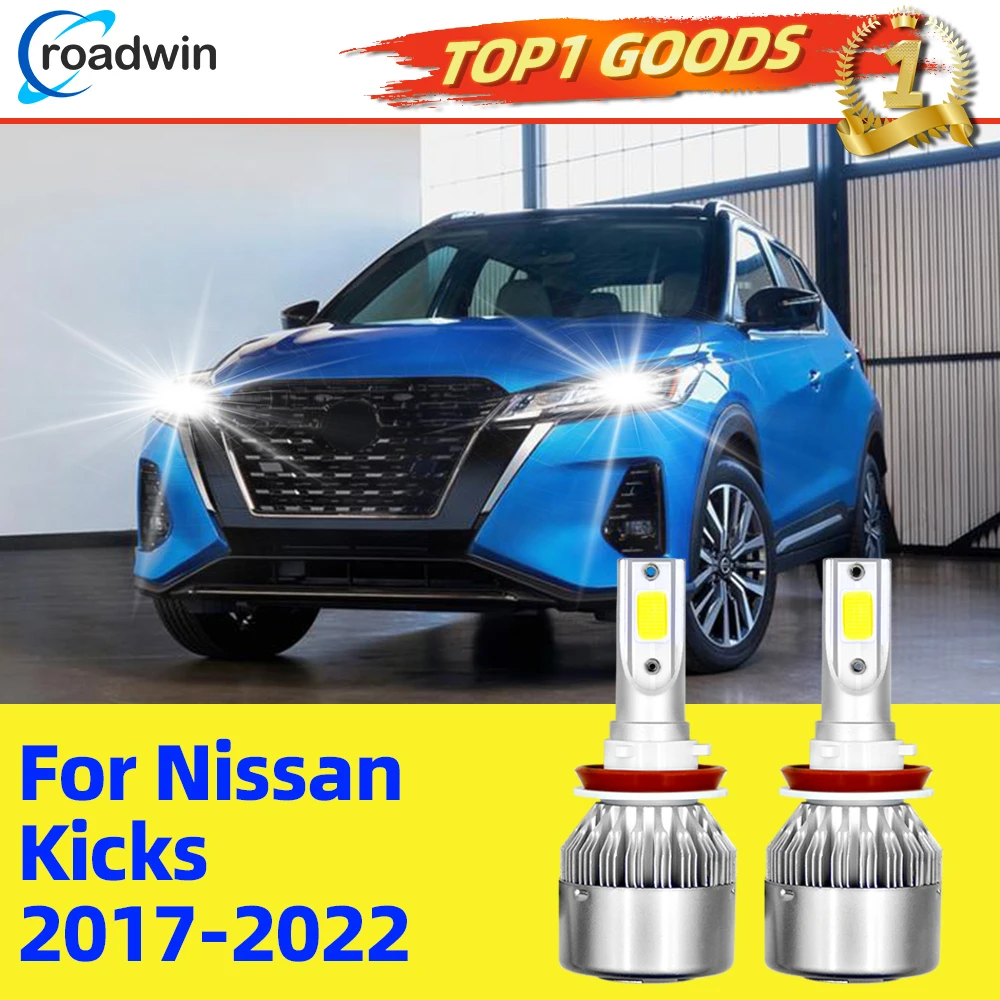 

2PCS LED Headlight 110W 24000LM 6000K White For Nissan Kicks 2017-2022 H11 High Beam IP68 360 Degree Lighting Plug&Play