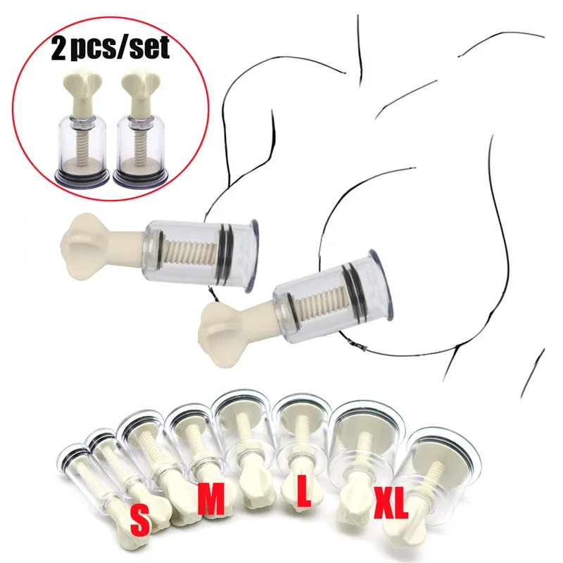 2pcs BDSM Toy Set,Pussy Clit Nipple Sucker Clamp,Breast Enlarging Vacuum Pump G-spot Stimulate Massage Adult Sex Toy For Women