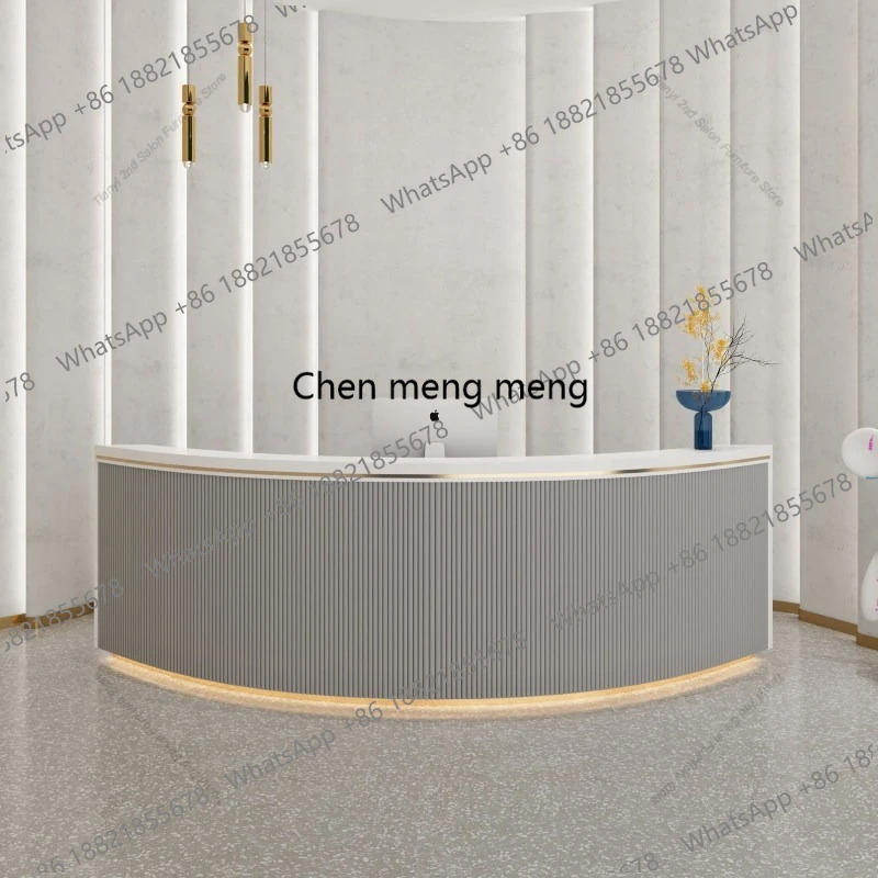 

Modern Arc Cashier Counter Nordic Cream Style Beauty Salon Medical Beauty Reception Desk Luxury Office Furniture