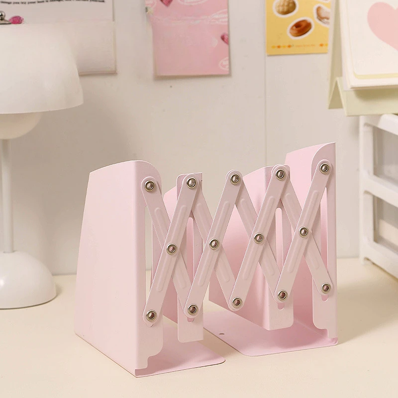 Desktop Bookshelf Iron Thickened Telescopic Book Stand with Pen Holder Bookshelf Student Desktop Fixed Storage Book Stand