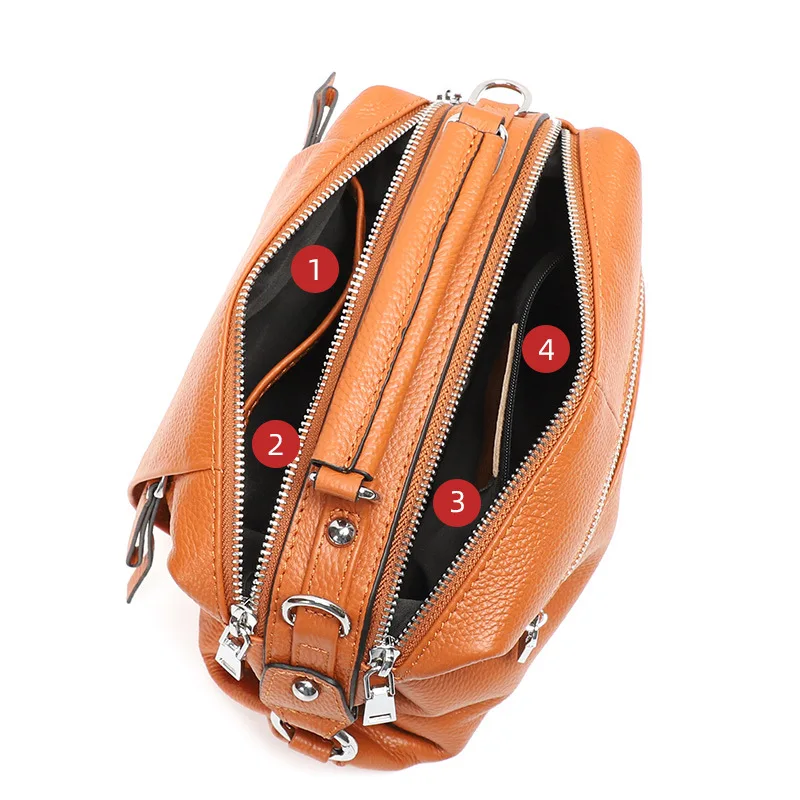 Luxury Women Tote Handbag 100% Genuine Leather Boston Shoulder Bags With Wide Strap High Quality Female Top Handle Messenger Bag