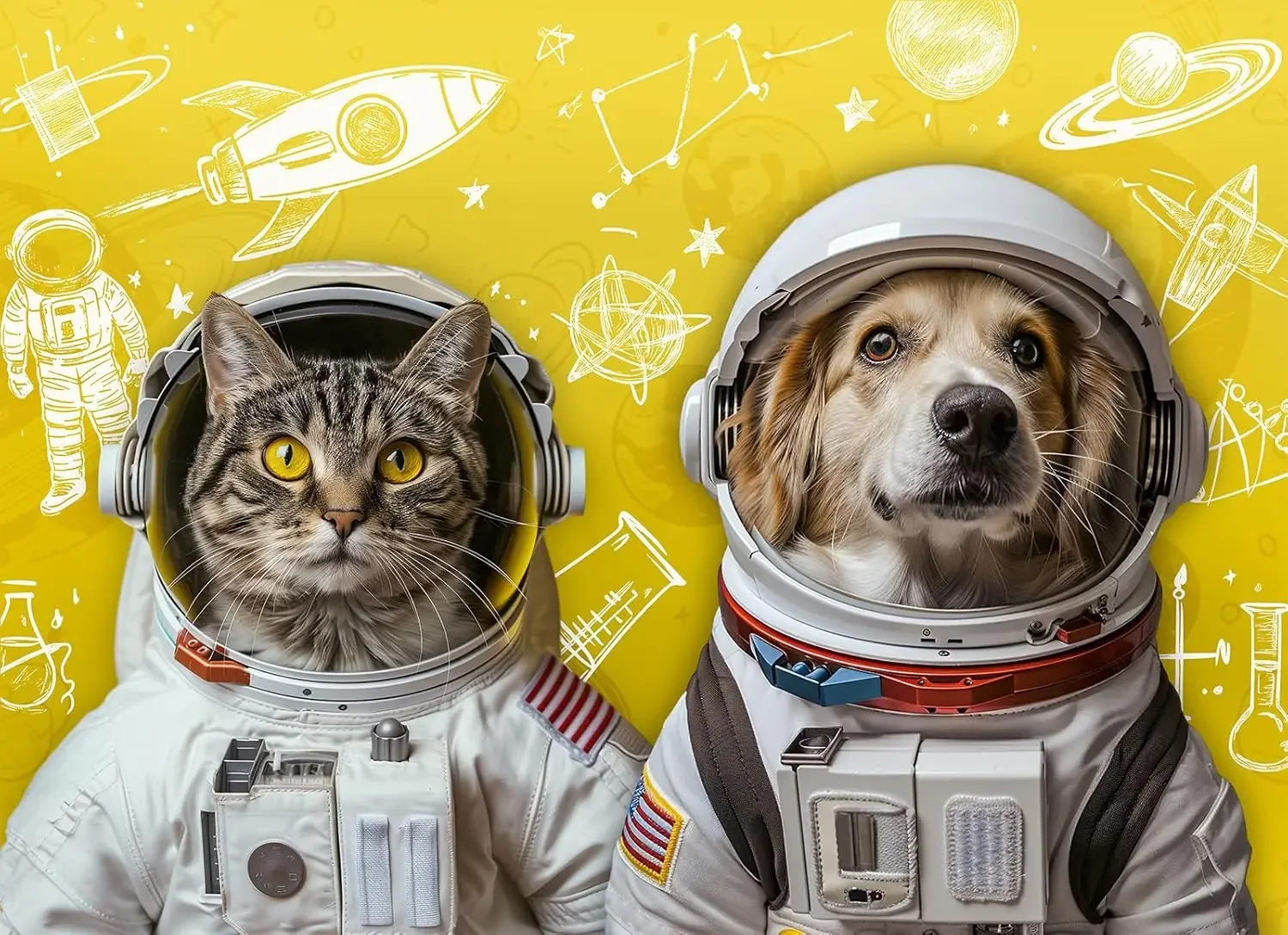 

Cat Dog Astronaut Wooden Puzzle 1000/500/300 Pcs Jigsaw Puzzle Challenging Family Activity Games for Gameroom Bedroom Livingroom