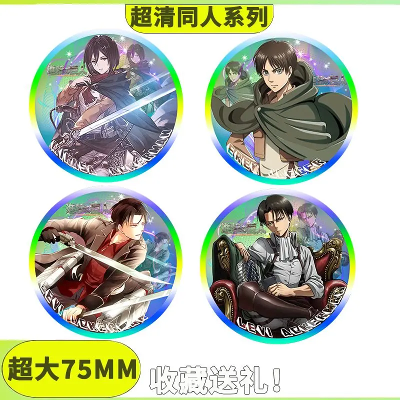 75mm Anime Levi Ackerman  Mikasa Ackerman Badge Cosplay Cute Brooches Pins for Clothes Backpack Jewelry Accessories Gift