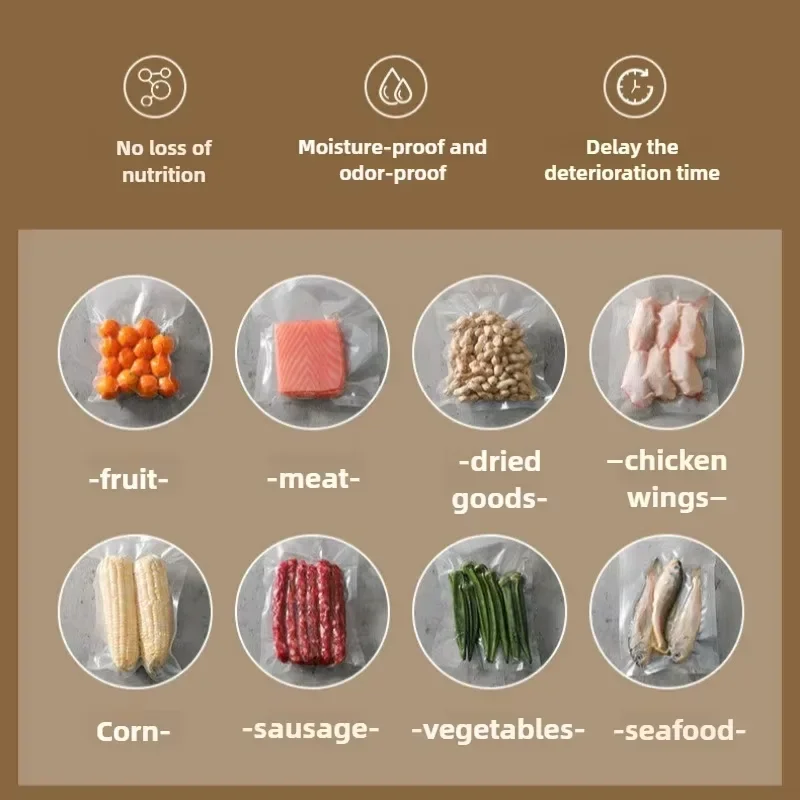 ماكينة تعبئة وتغليف مانع التسرب الكهربائية 220 فولت/110 فولت، مع وصلة كيس مفرغ للأغذية المنزلية ماكينة ختم الفراغ باللون الأسود الطازج جديدة