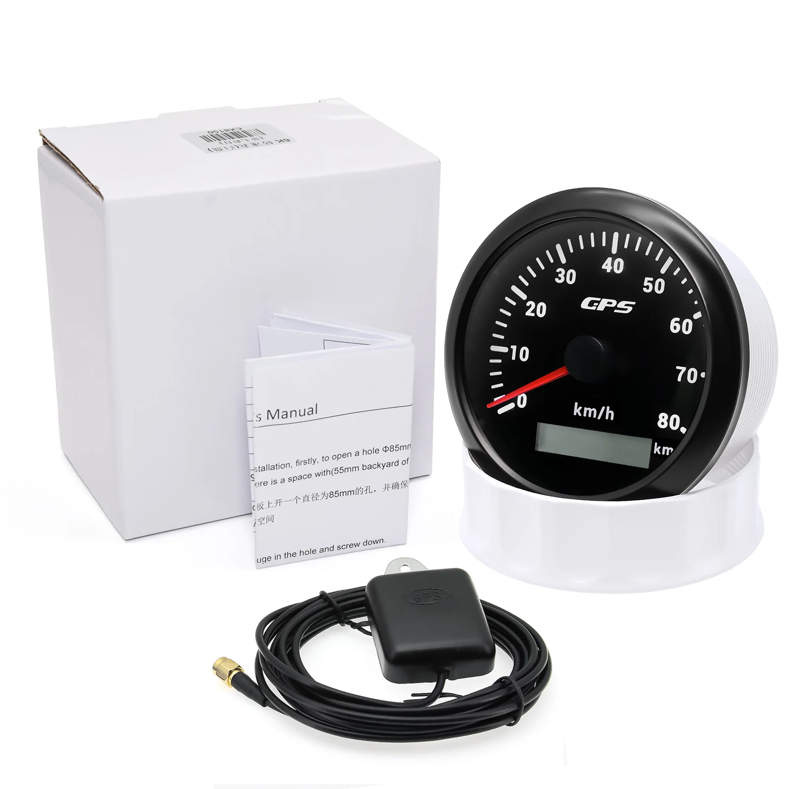 85 MM GPS Snelheidsmeter Gauge 60/120/200 KMH 7 Kleur Licht met GPS Antenne Waterdichte Motorfiets Boot auto Vrachtwagen Snelheidsmeter Meter