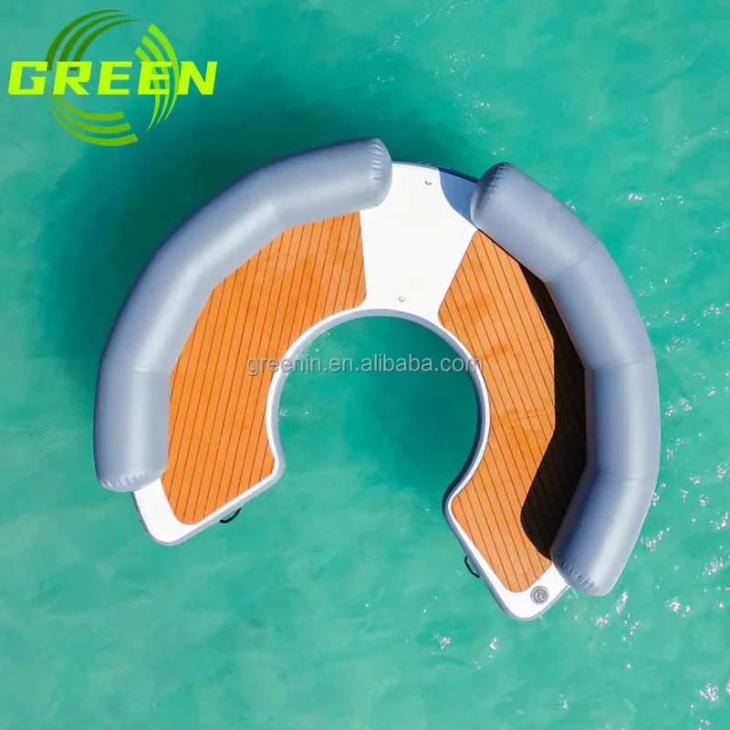 Green float bridg inflatable floating swimming commercial inflatable floating island C dock platform