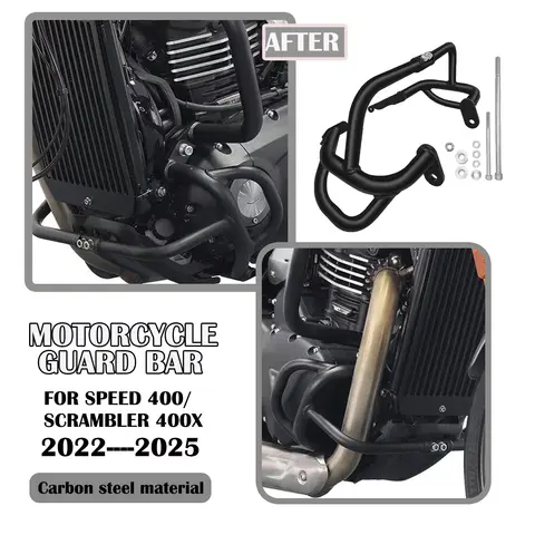 For Triumph Speed ​​400 Scrambler 400X 2022-2025 Motorcycle Bull Bar Engine Cover Frame Protector Bumper Kit Motorcy Accessories