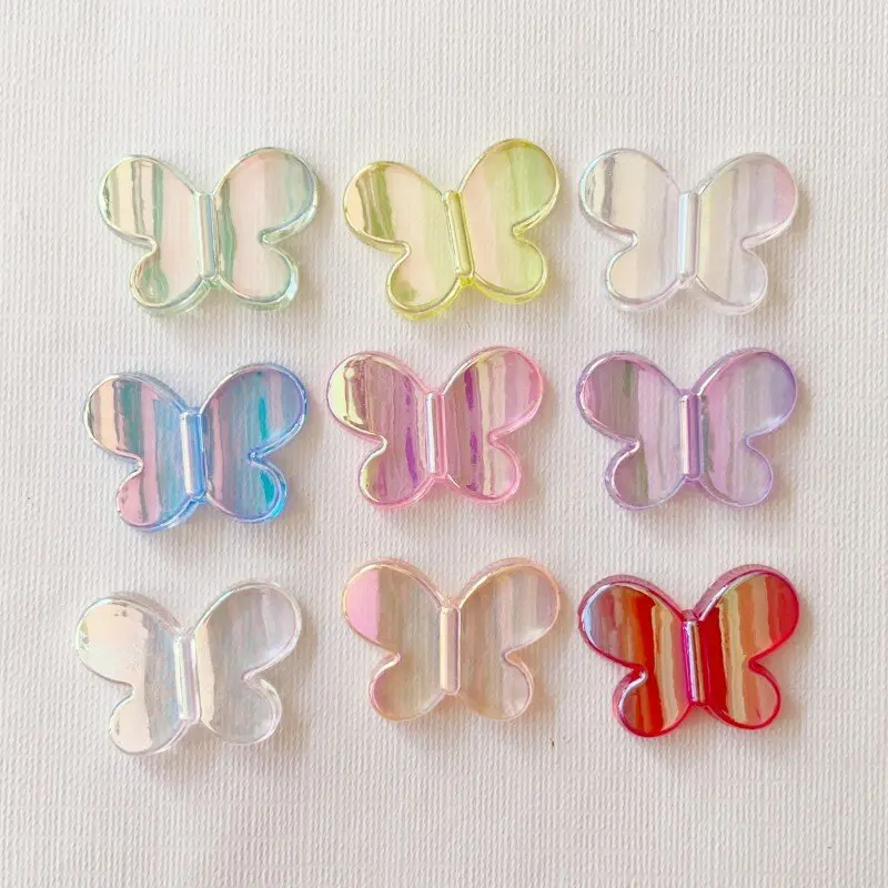 30pcs Transparent Butterfly Flat Back Resin Cabochons Acrylic Patch Diy Phone Case Hair Clip Shoes Jewelry Crafts Accessories