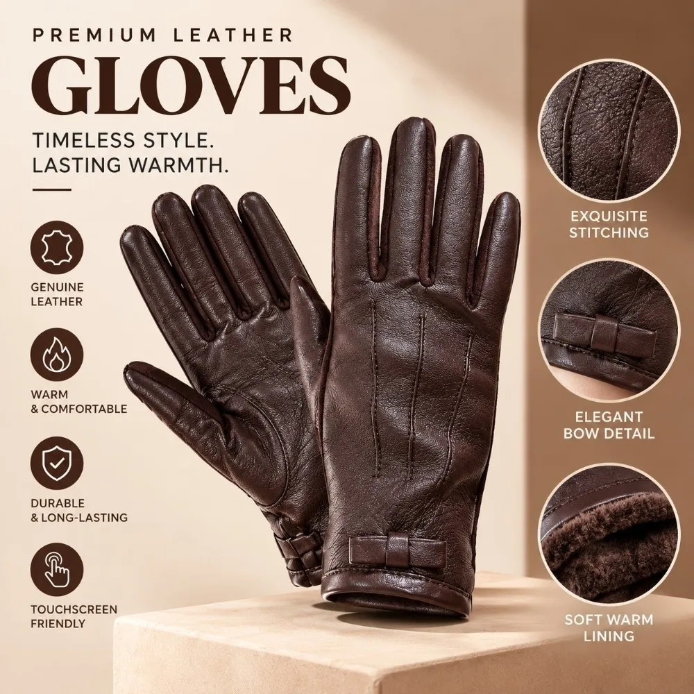 Versatile Polyester Winter Fleece Lined Gloves Warm Thick Touch Screen Gloves Full Finger Gloves Daily Wear