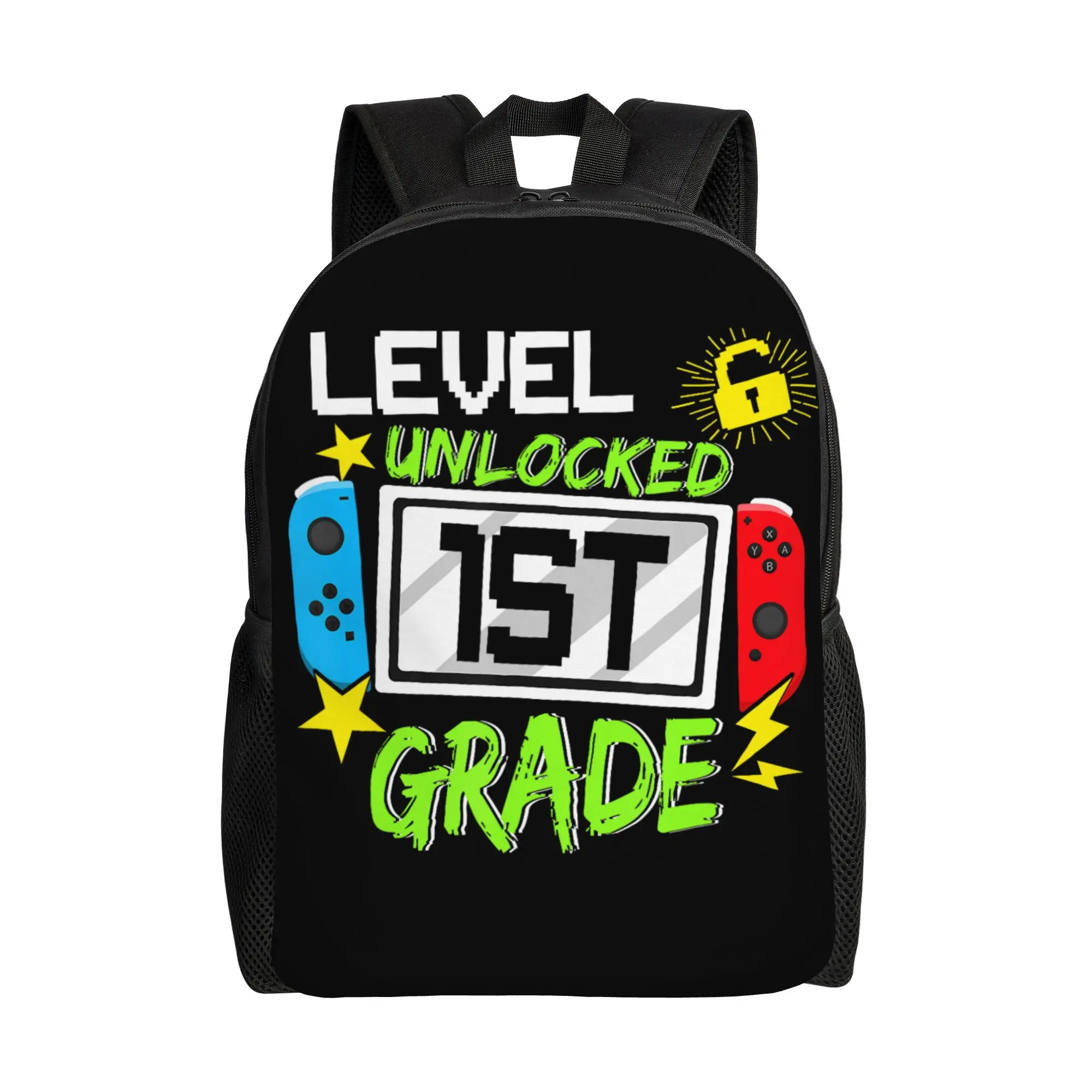 1st Grade Level Unlocked Video Game Back to School Backpack  Girl Polyester Travel Backpacks Large Fashion High School Bags
