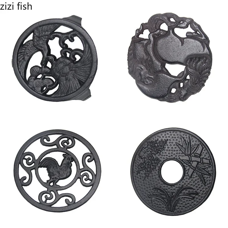 Round Cast Iron Tea Mat Teapot Mat Insulating Mats Pot Tea Holder Accessories Vintage Teapot Holder Place Mats Isolation Tray